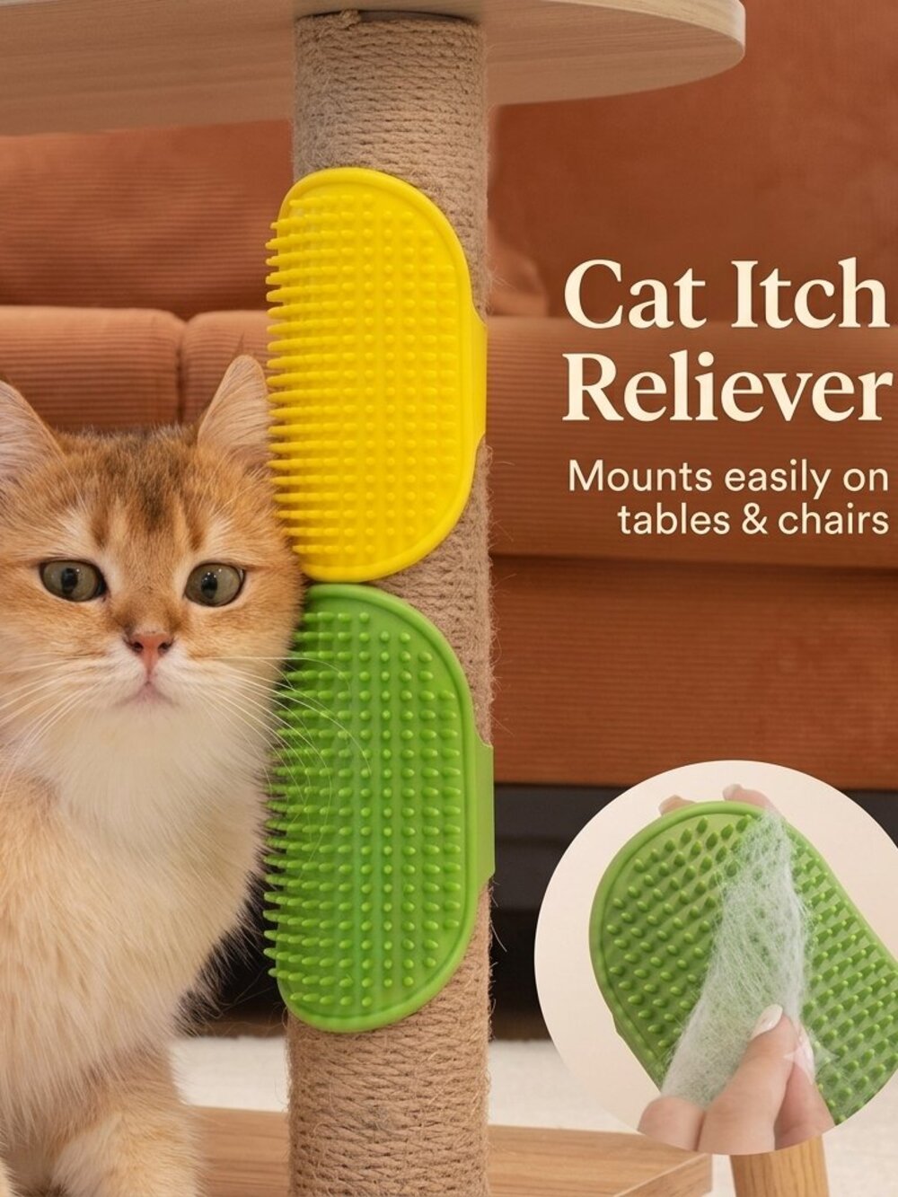 Cat Self Groomer Wall Corner Itch Reliever Massage Bath Brush for Cats